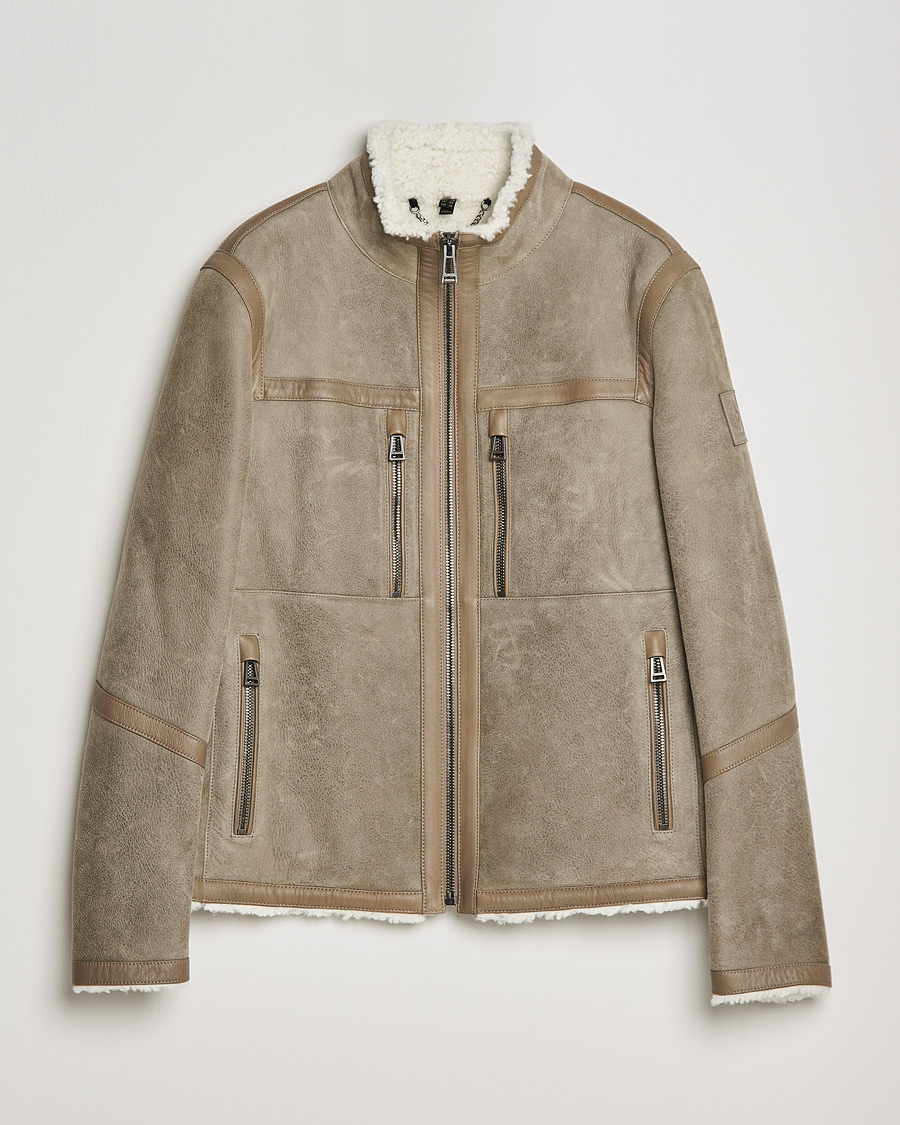 Hombres | Abrigos y chaquetas | Belstaff | Tundra Shearling Leather Jacket Dark Sand