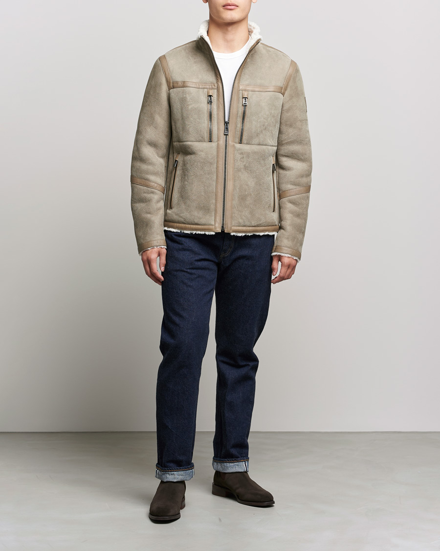 Hombres | Abrigos y chaquetas | Belstaff | Tundra Shearling Leather Jacket Dark Sand