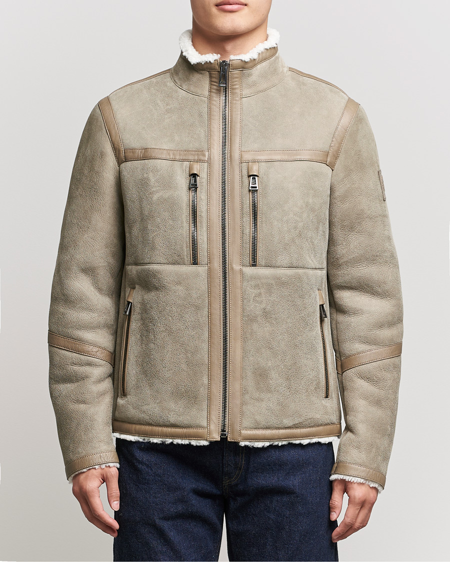 Hombres | Abrigos y chaquetas | Belstaff | Tundra Shearling Leather Jacket Dark Sand