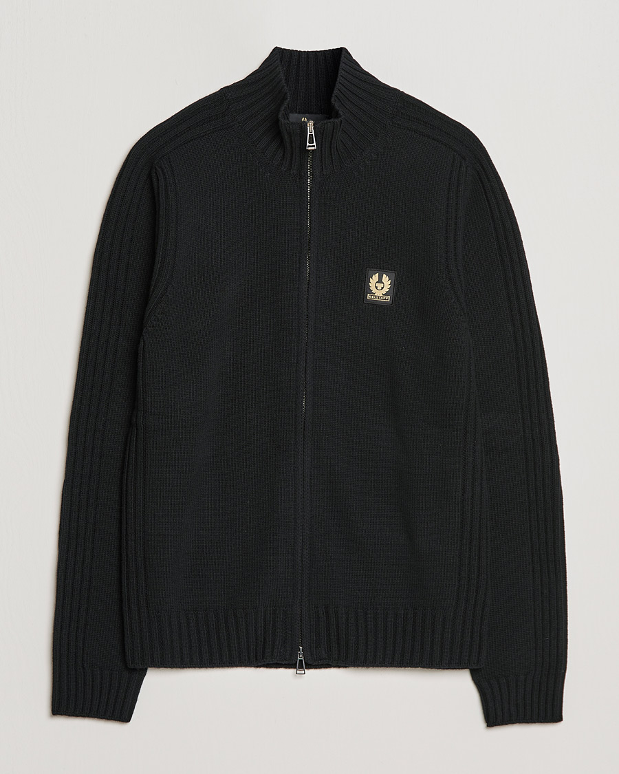 Hombres | Jerséis y prendas de punto | Belstaff | Watch Full Zip Wool Cardigan Black