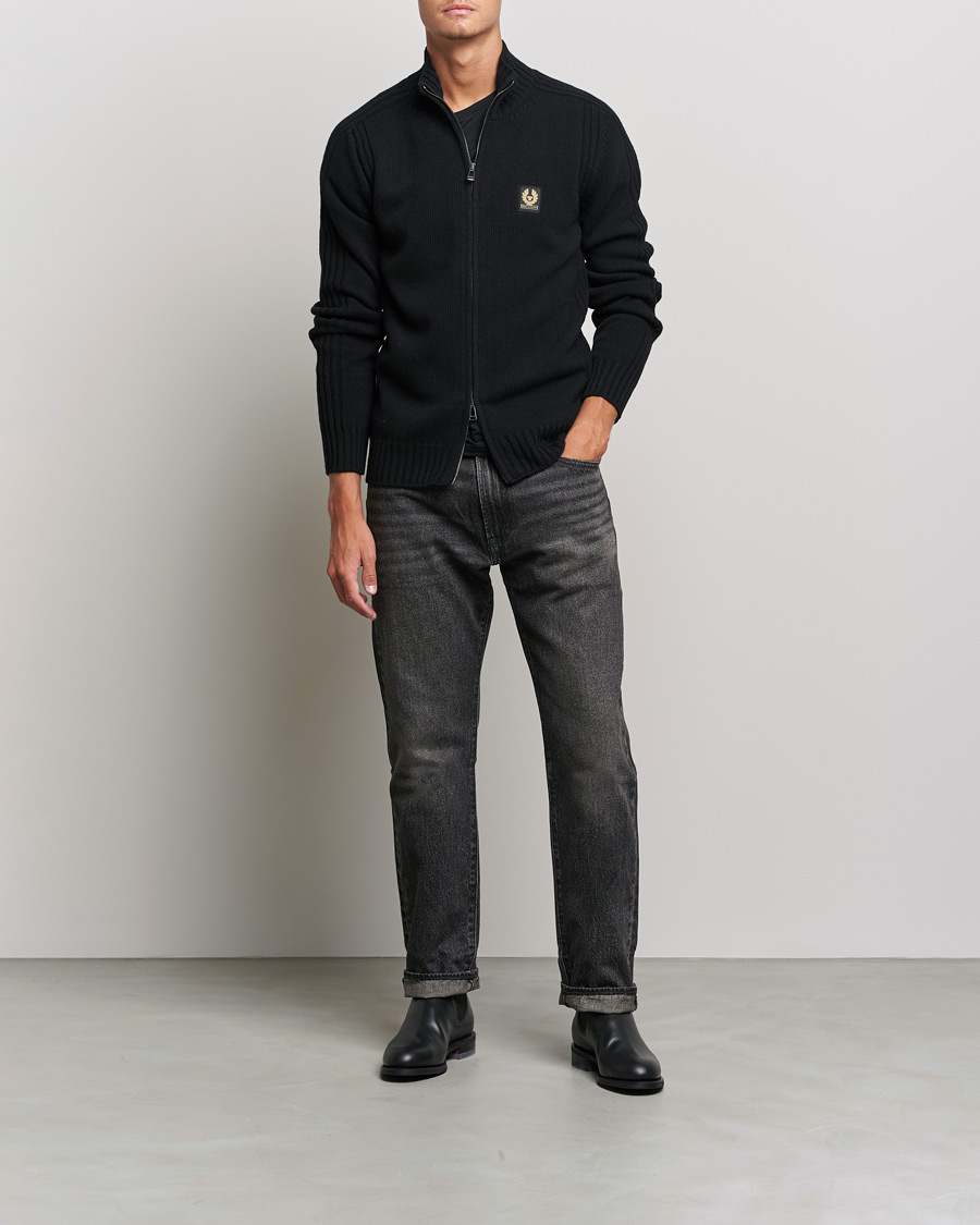 Hombres | Jerséis y prendas de punto | Belstaff | Watch Full Zip Wool Cardigan Black
