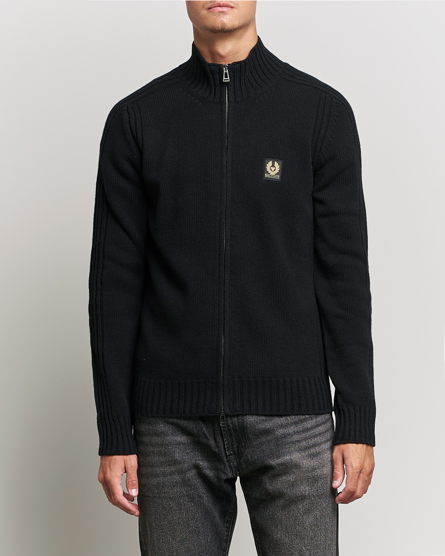 Hombres | Jerséis y prendas de punto | Belstaff | Watch Full Zip Wool Cardigan Black