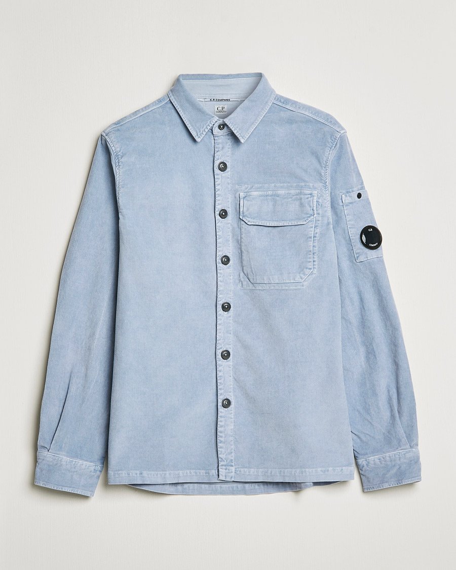 Hombres | Camisas | C.P. Company | Corduroy Lens Overshirt Light Blue