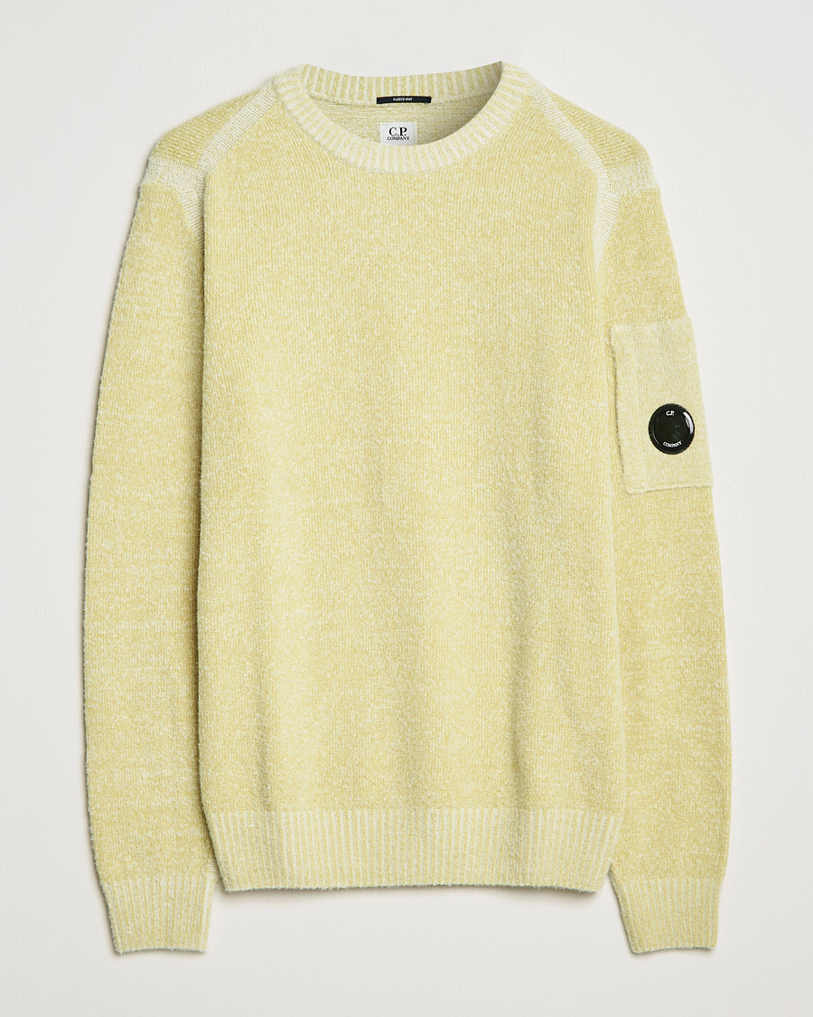 Hombres | Jerséis y prendas de punto | C.P. Company | Fleece Knit Lens Roundneck Yellow