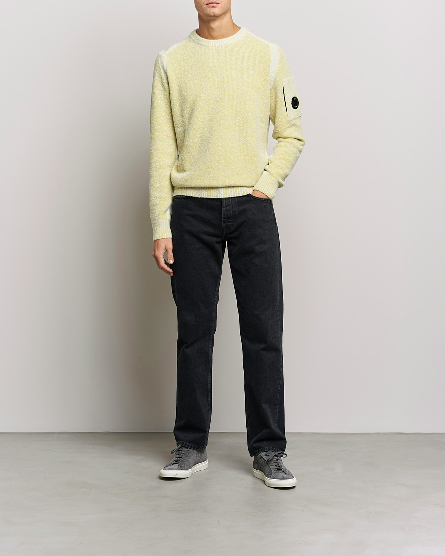Hombres | Jerséis y prendas de punto | C.P. Company | Fleece Knit Lens Roundneck Yellow