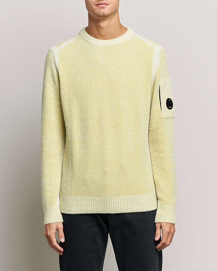 Hombres | Jerséis y prendas de punto | C.P. Company | Fleece Knit Lens Roundneck Yellow