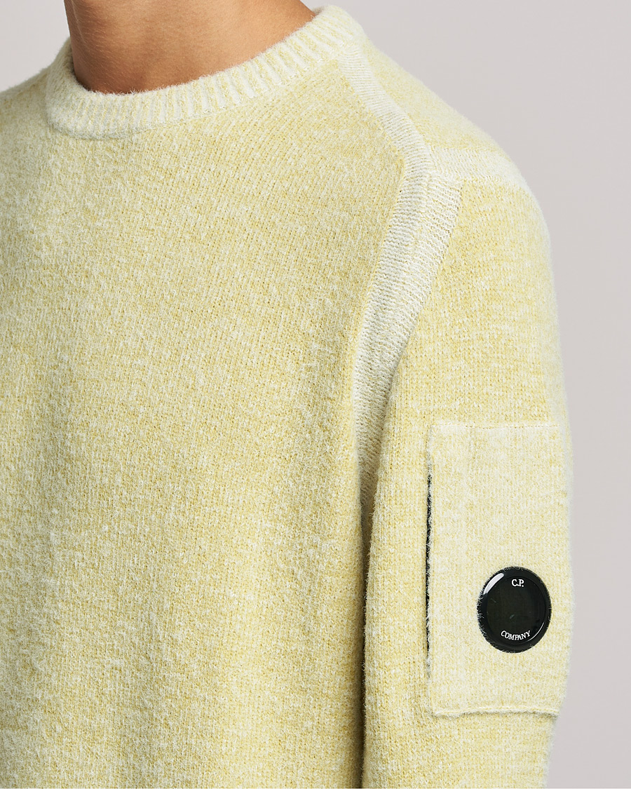 Hombres | Jerséis y prendas de punto | C.P. Company | Fleece Knit Lens Roundneck Yellow