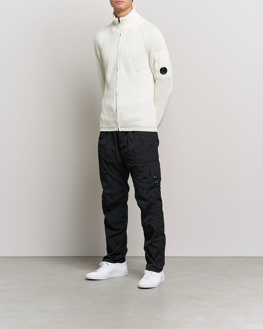 Hombres | Jerséis y prendas de punto | C.P. Company | Merino Wool Full Zip Lens Cardigan White