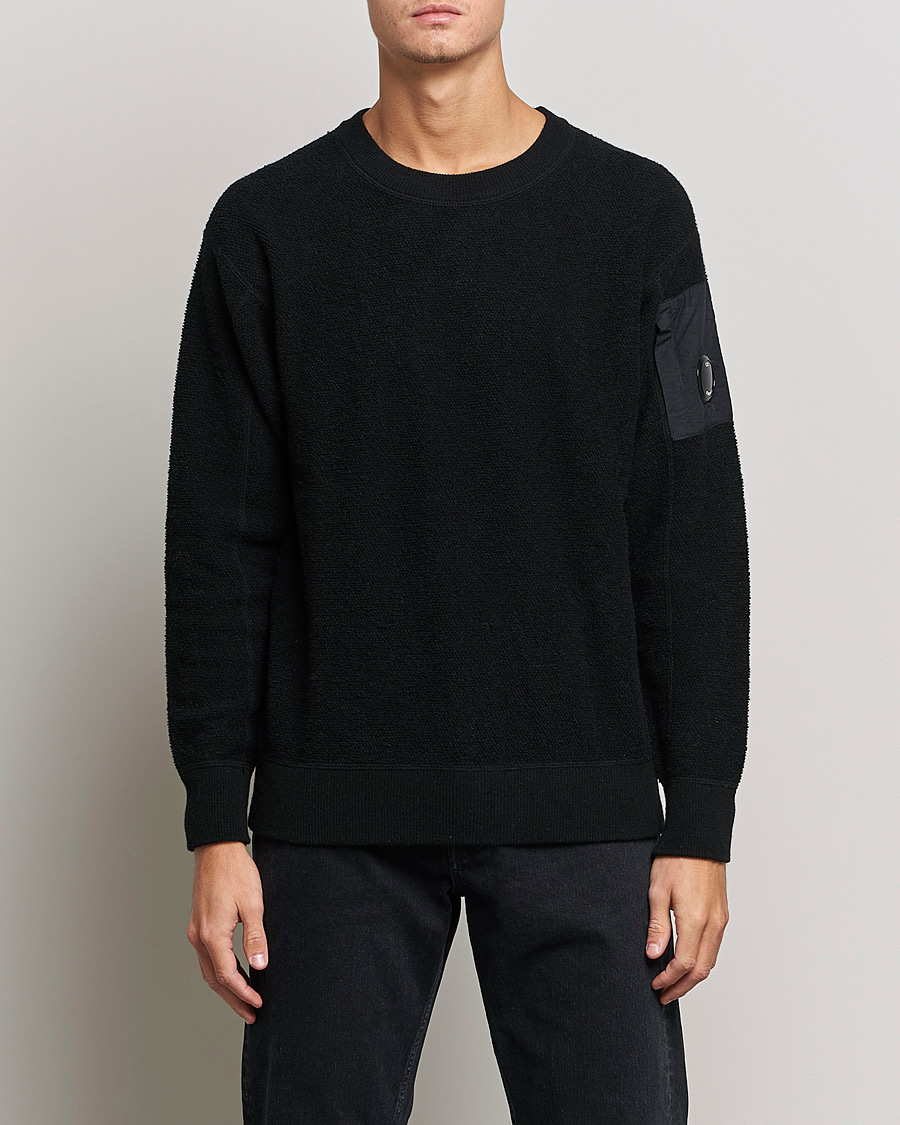Hombres | Jerséis y prendas de punto | C.P. Company | Structured Lambswool Lens Roundneck Black
