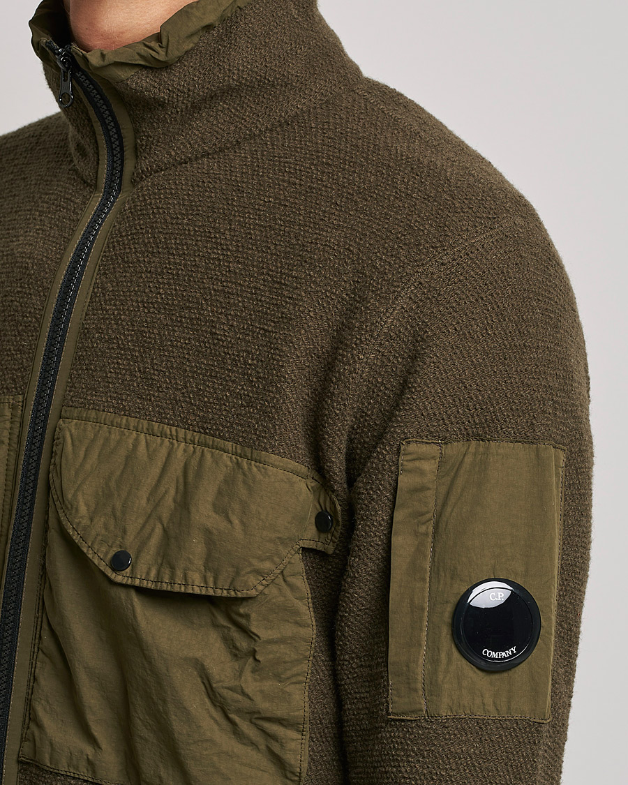 Hombres | Jerséis y prendas de punto | C.P. Company | Lambswool Pocket Full Zip Sweat Green