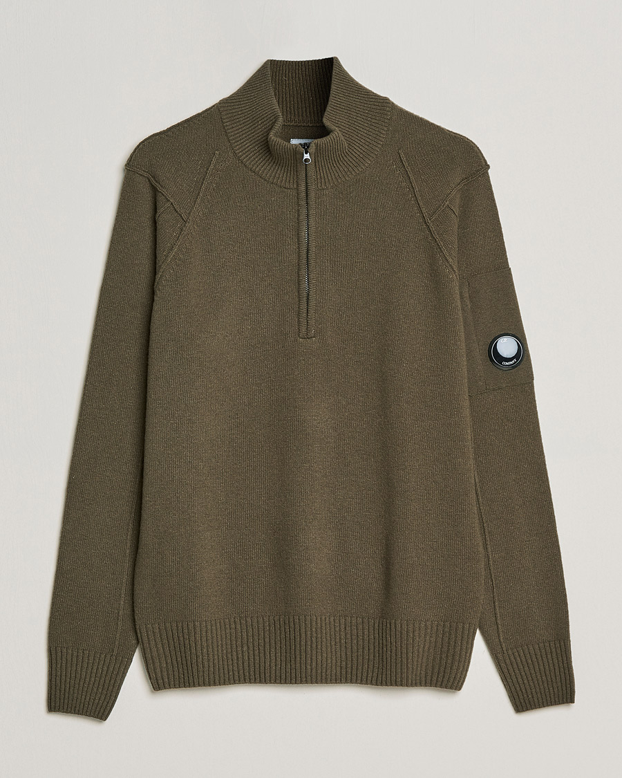 Hombres | Jerséis y prendas de punto | C.P. Company | Lambswool Lens Half Zip Ivy Green