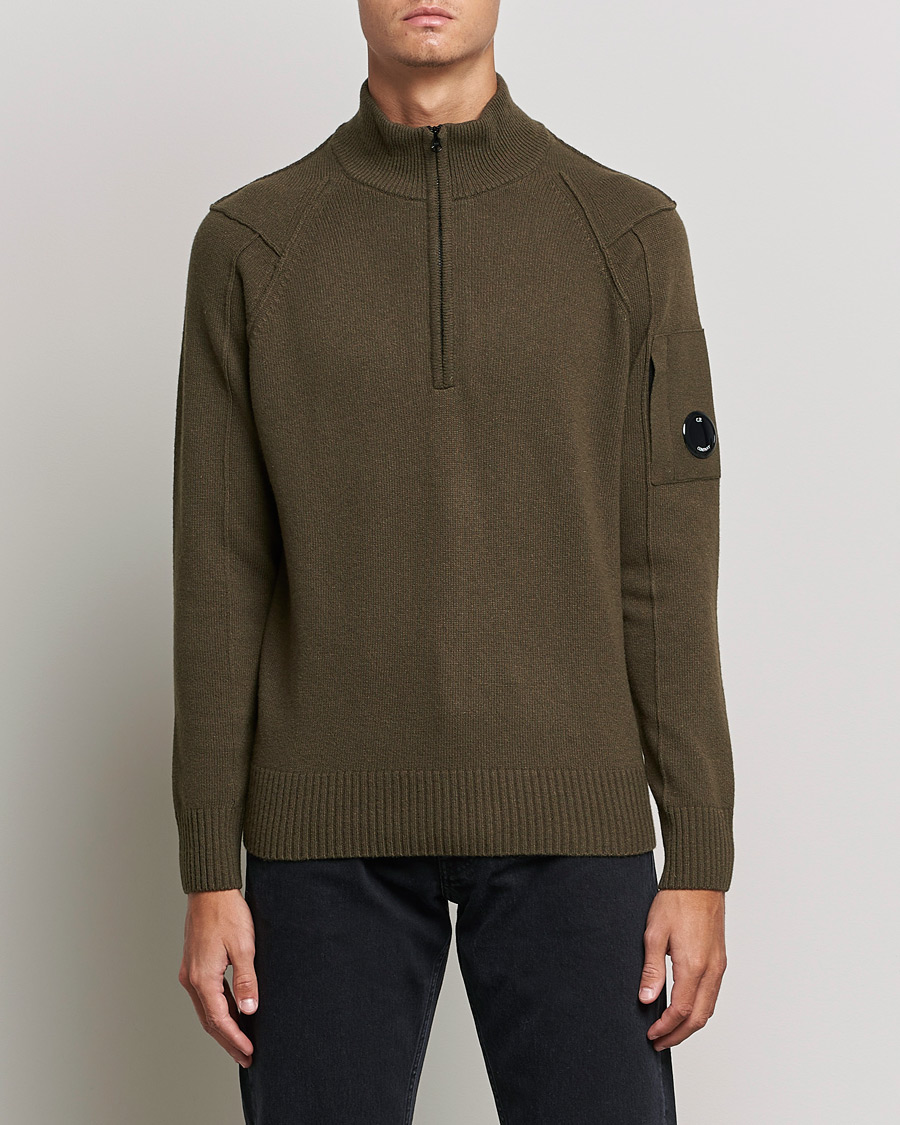 Hombres | Jerséis y prendas de punto | C.P. Company | Lambswool Lens Half Zip Ivy Green