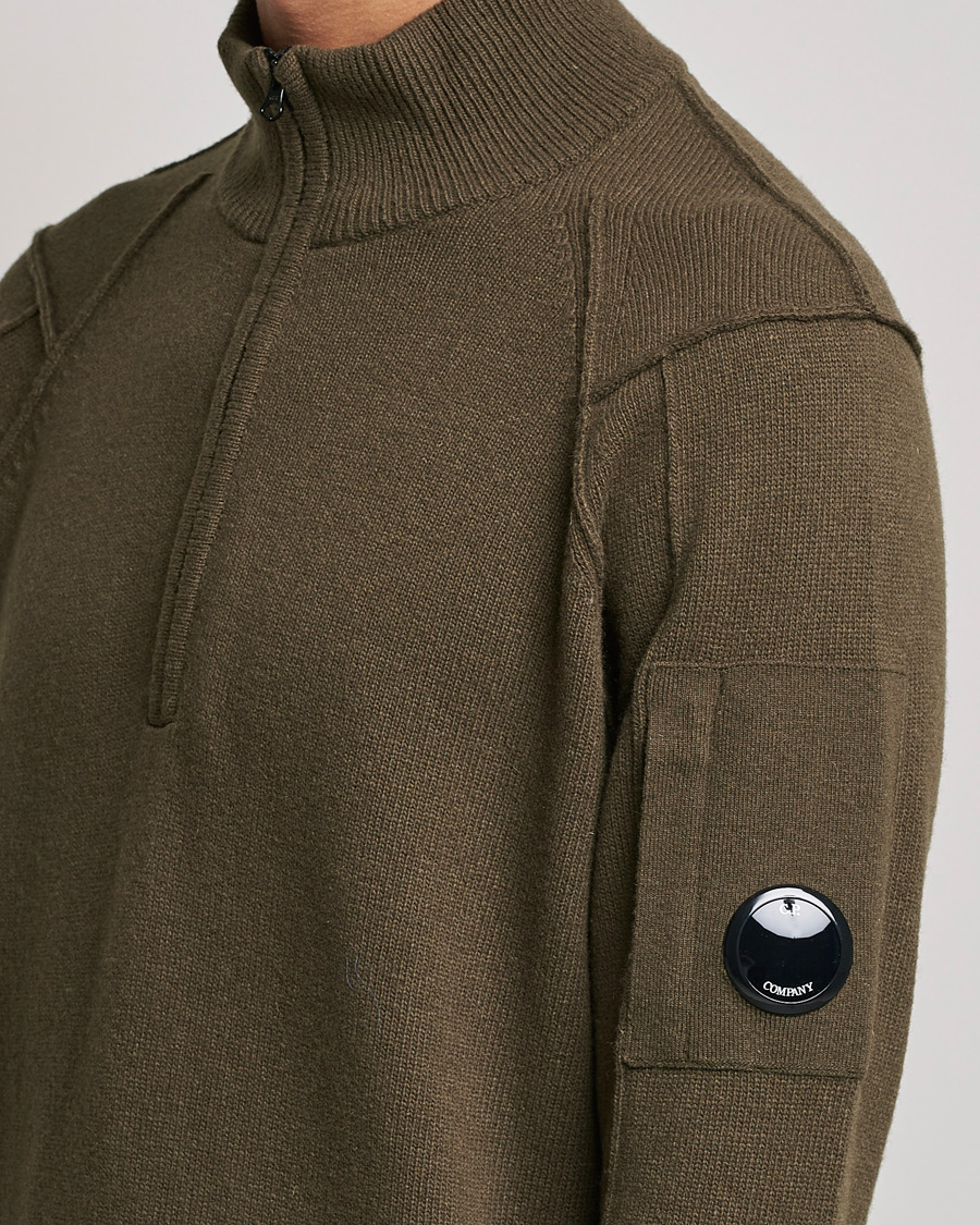Hombres | Jerséis y prendas de punto | C.P. Company | Lambswool Lens Half Zip Ivy Green