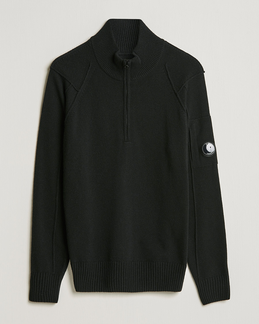 Hombres | Jerséis y prendas de punto | C.P. Company | Lambswool Lens Half Zip Black