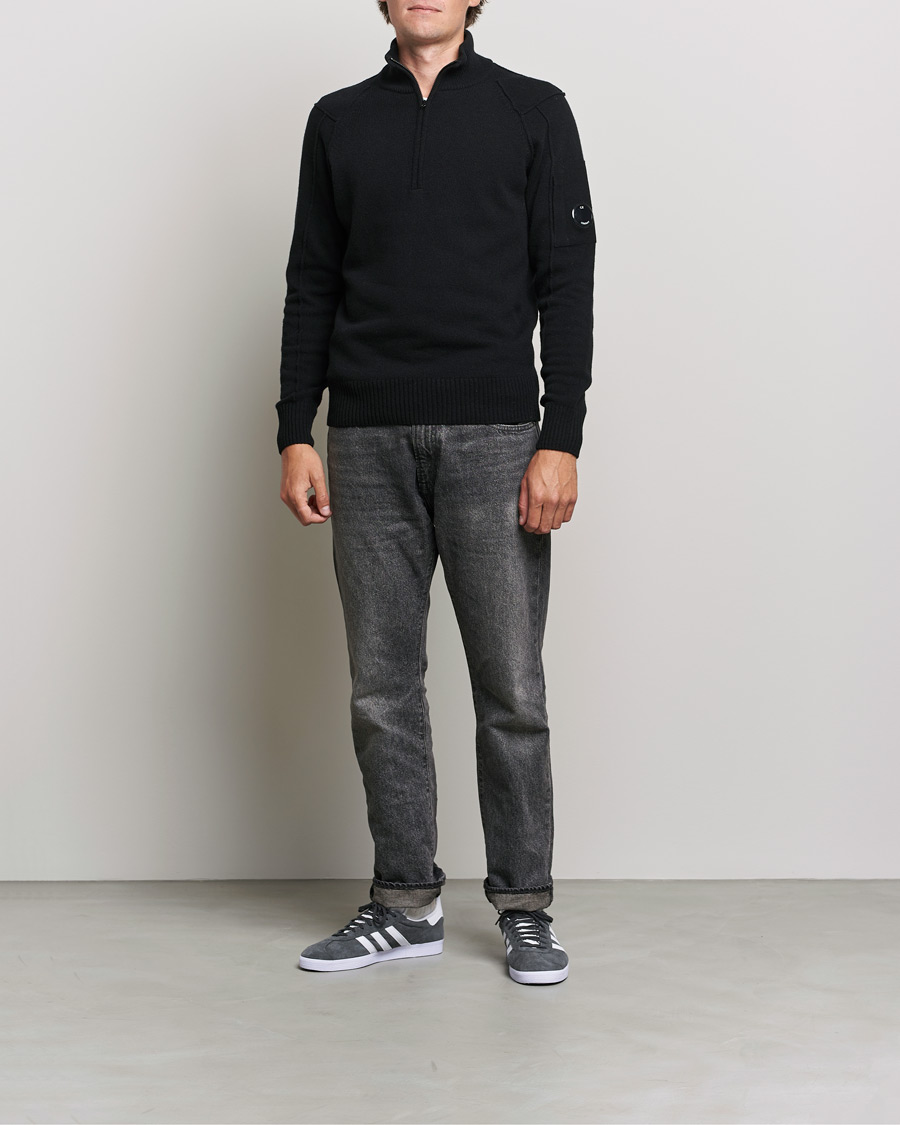 Hombres | Jerséis y prendas de punto | C.P. Company | Lambswool Lens Half Zip Black
