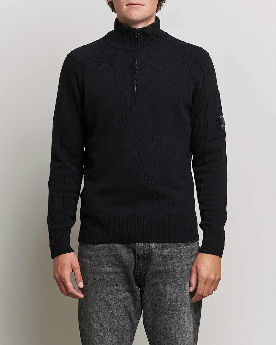 Hombres | Jerséis y prendas de punto | C.P. Company | Lambswool Lens Half Zip Black
