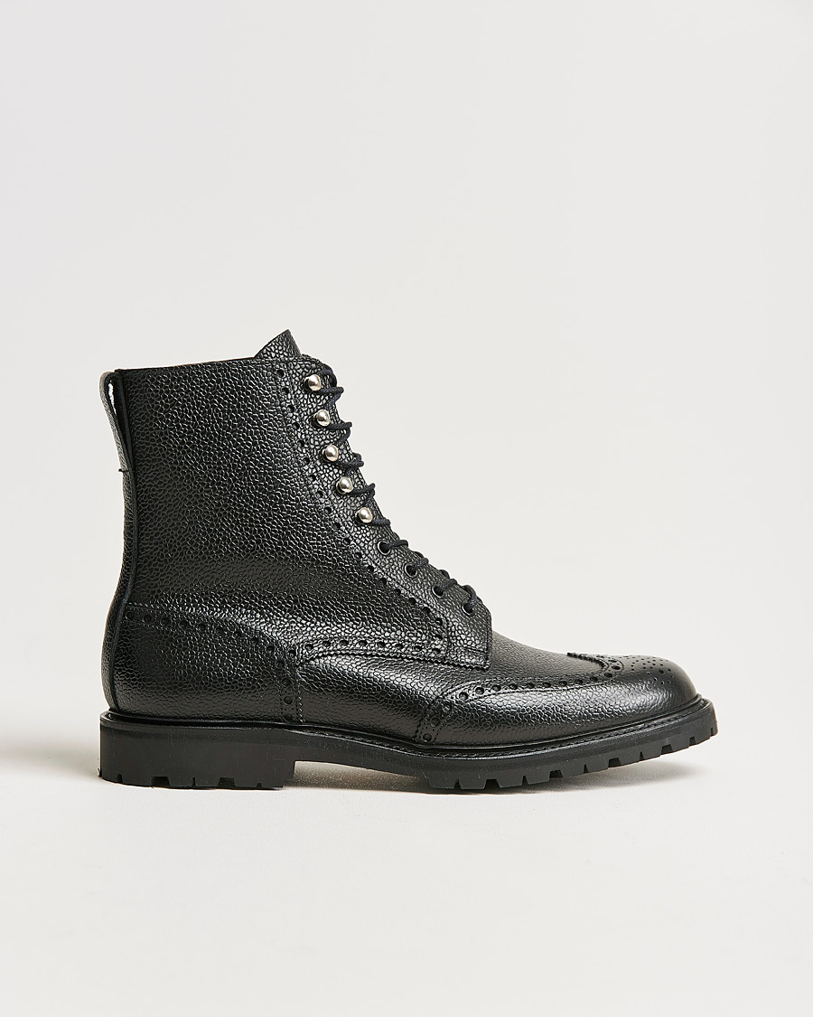 Hombres | Botas | Crockett & Jones | Islay Scotch Grain Vibram Boot Black Calf