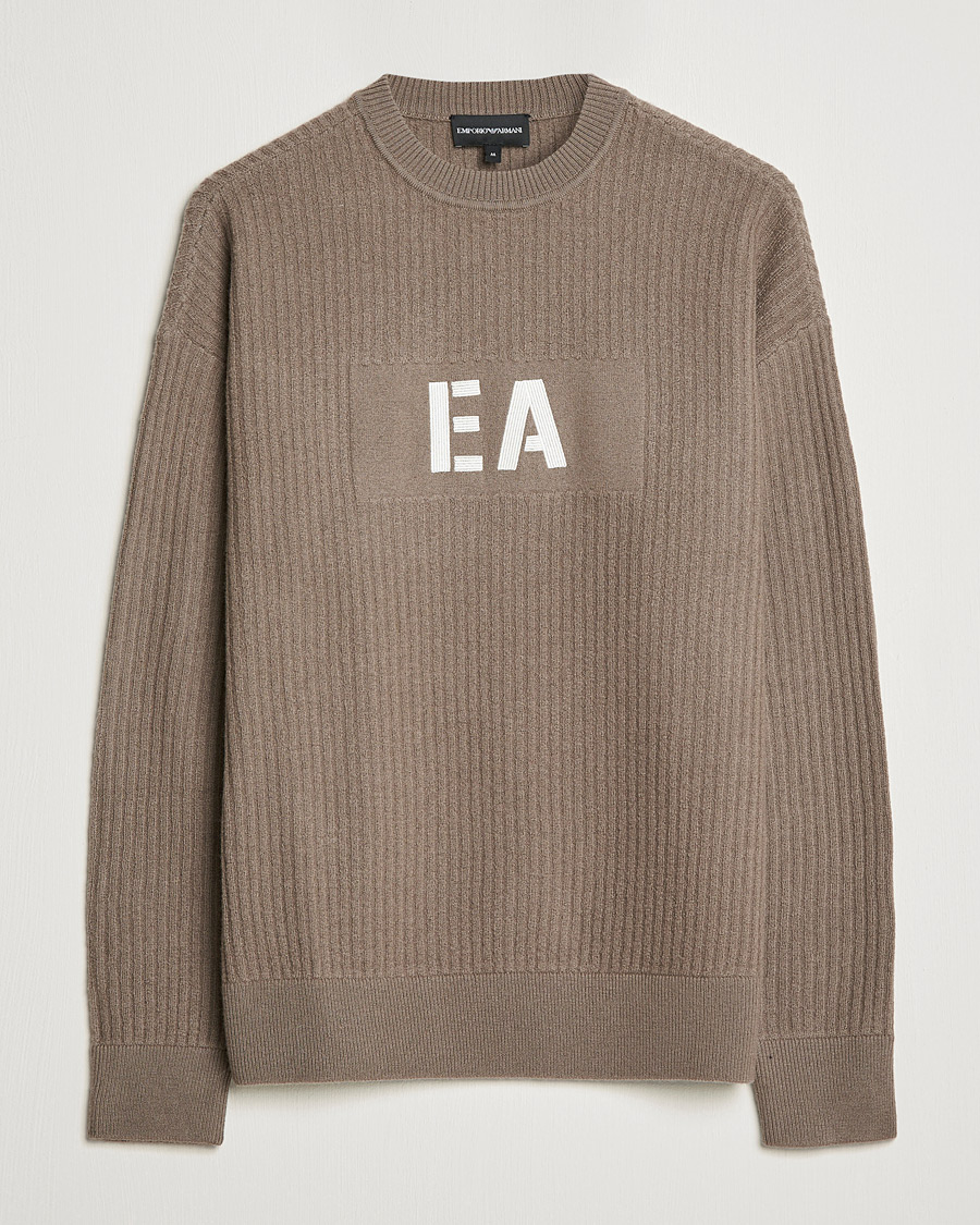 Hombres | Jerséis y prendas de punto | Emporio Armani | Wool Logo Sweater Camel