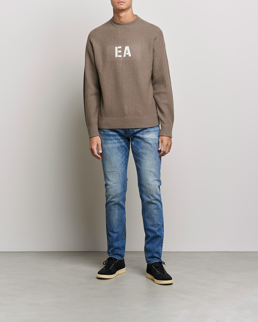Hombres | Jerséis y prendas de punto | Emporio Armani | Wool Logo Sweater Camel