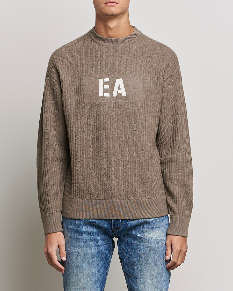 Hombres | Jerséis y prendas de punto | Emporio Armani | Wool Logo Sweater Camel