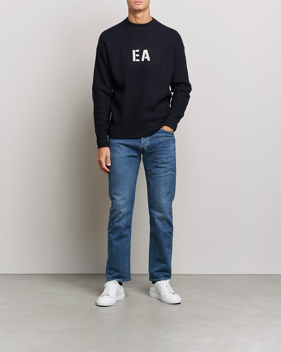 Hombres | Jerséis y prendas de punto | Emporio Armani | Wool Logo Sweater Navy