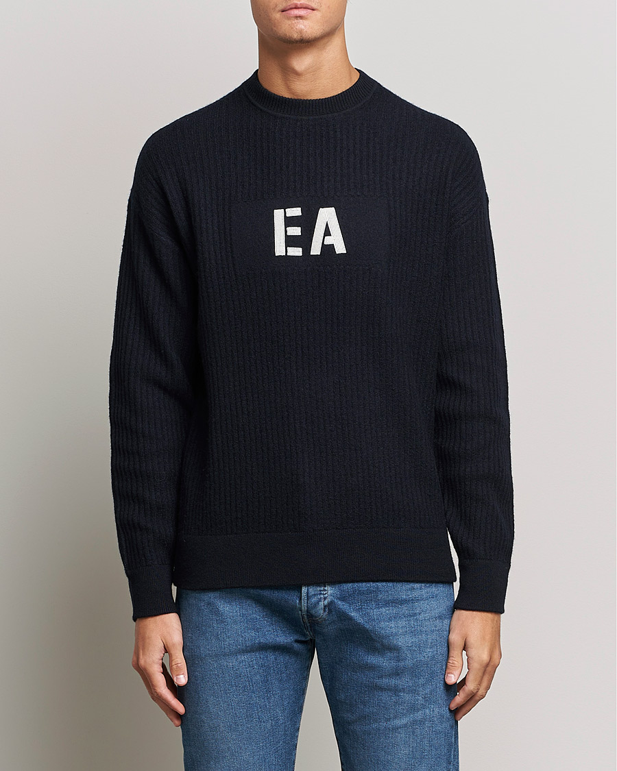 Hombres | Jerséis y prendas de punto | Emporio Armani | Wool Logo Sweater Navy