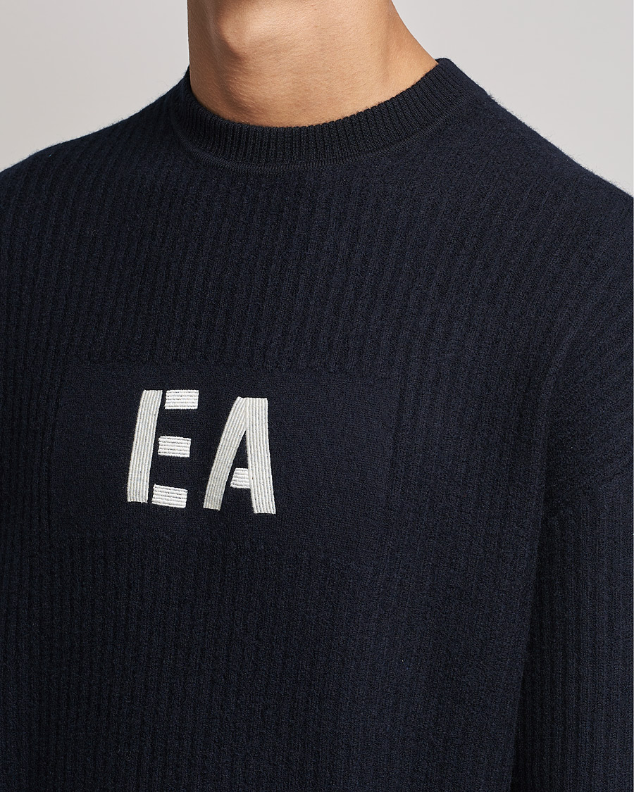 Hombres | Jerséis y prendas de punto | Emporio Armani | Wool Logo Sweater Navy