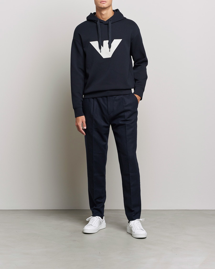 Hombres | Jerséis y prendas de punto | Emporio Armani | Cotton Eagle Hoodie Navy