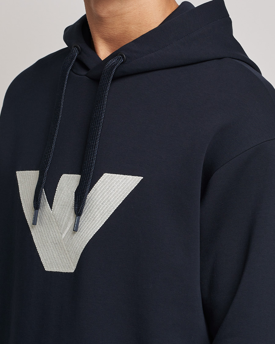 Hombres | Jerséis y prendas de punto | Emporio Armani | Cotton Eagle Hoodie Navy