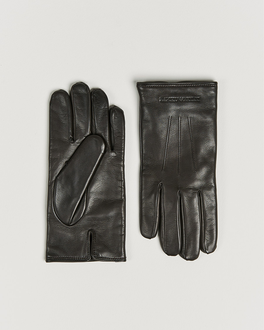 Hombres | Emporio Armani Leather Gloves Dark Brown | Emporio Armani | Leather Gloves Dark Brown