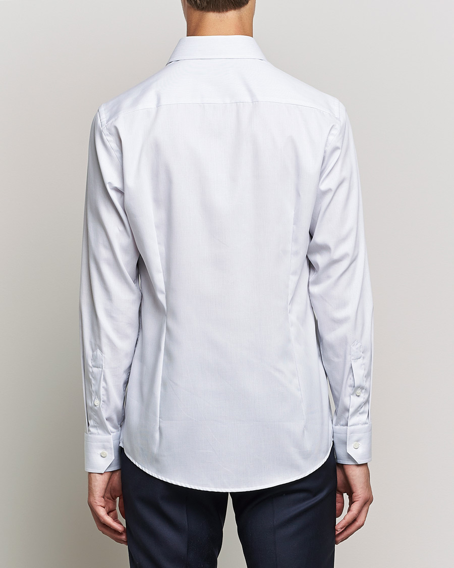 Hombres | Camisas | Eton | Hairline Striped Slim Twill Shirt Navy Blue