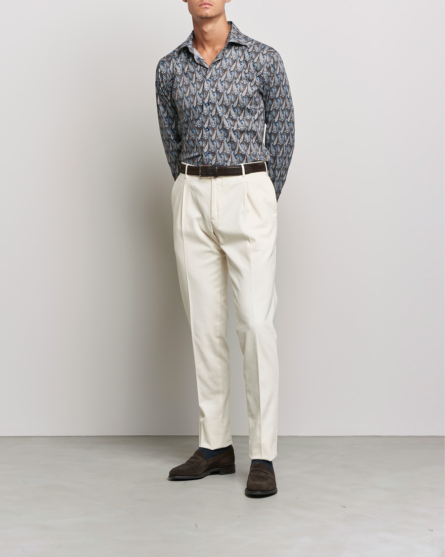 Hombres | Camisas | Eton | Paisley Signature Twill Slim Shirt Navy Blue