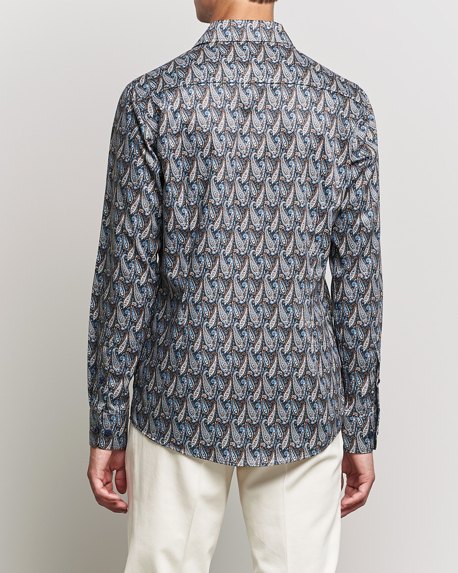 Hombres | Camisas | Eton | Paisley Signature Twill Slim Shirt Navy Blue
