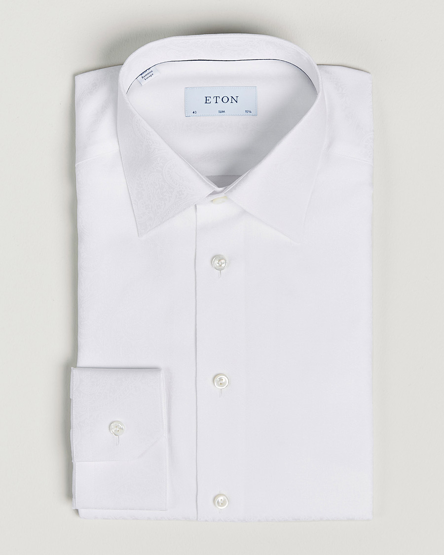 Hombres | Camisas | Eton | Jaquard Paisley Shirt White