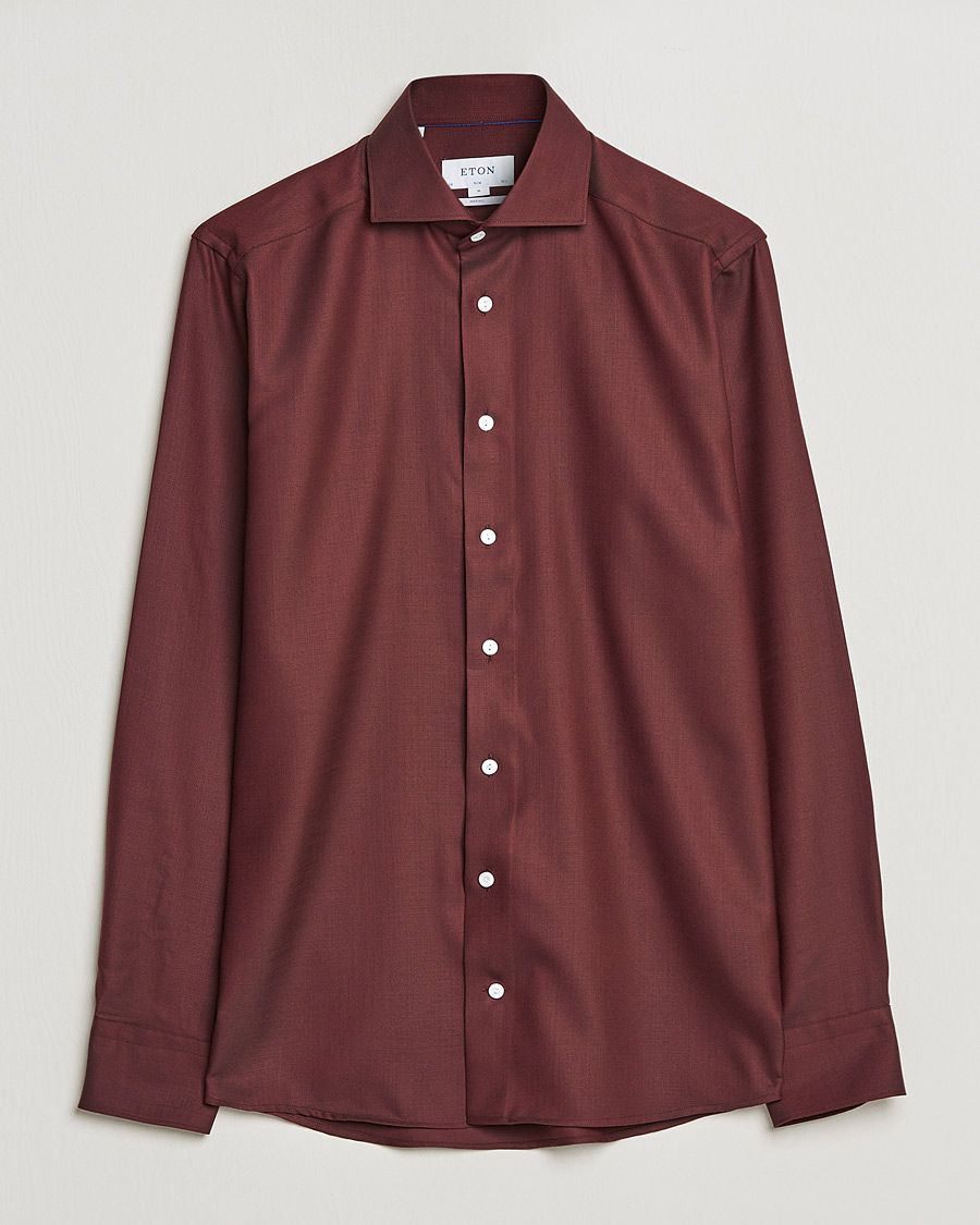 Hombres | Camisas | Eton | Merino Wool Shirt Mid Red