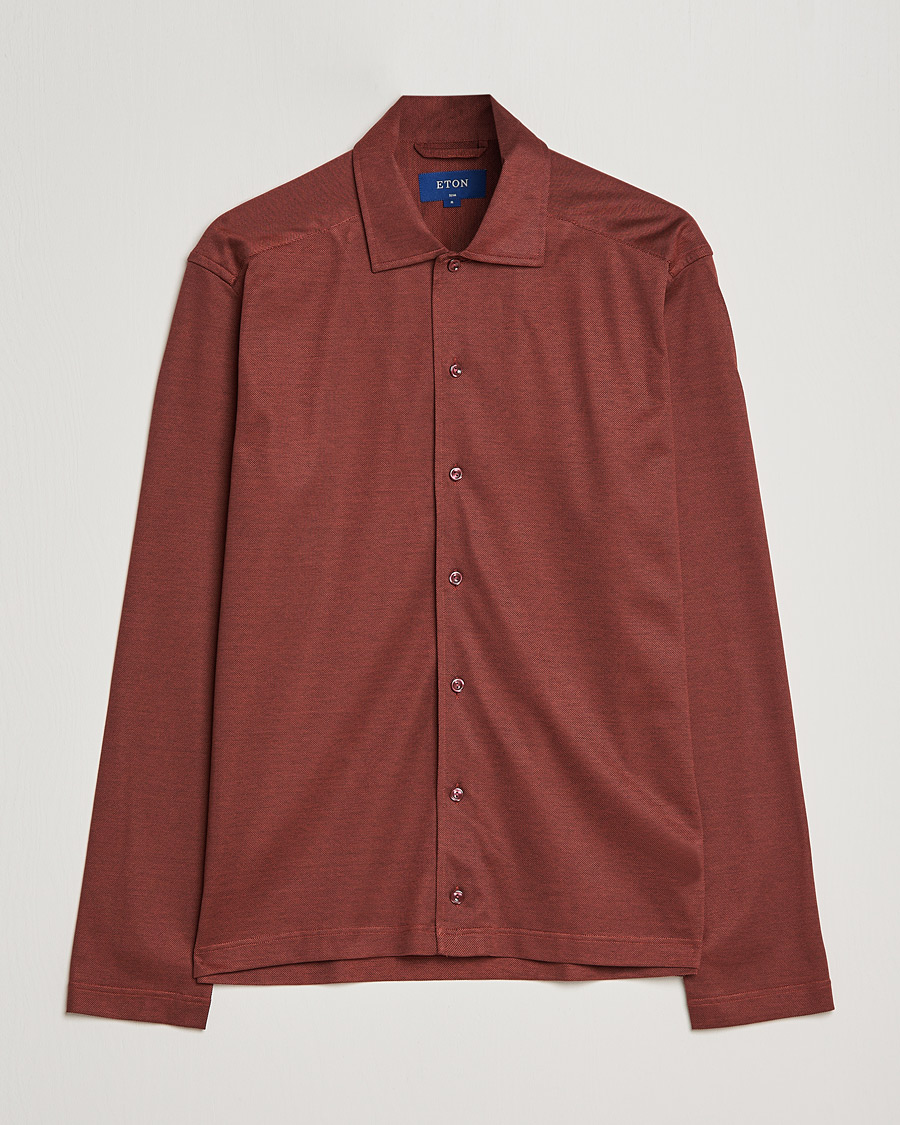Hombres | Jerséis y prendas de punto | Eton | Oxford Pique Shirt Mid Red