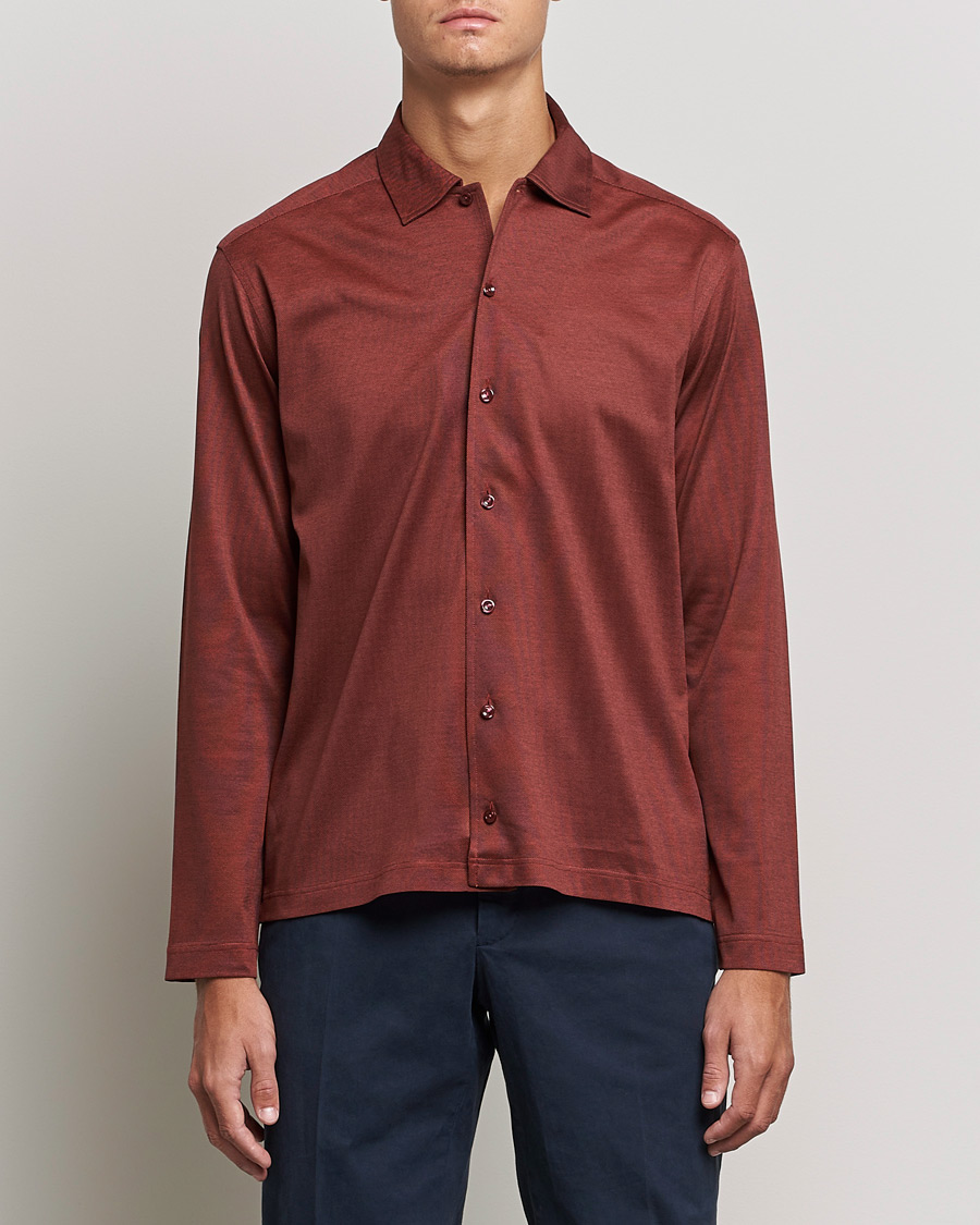 Hombres | Jerséis y prendas de punto | Eton | Oxford Pique Shirt Mid Red