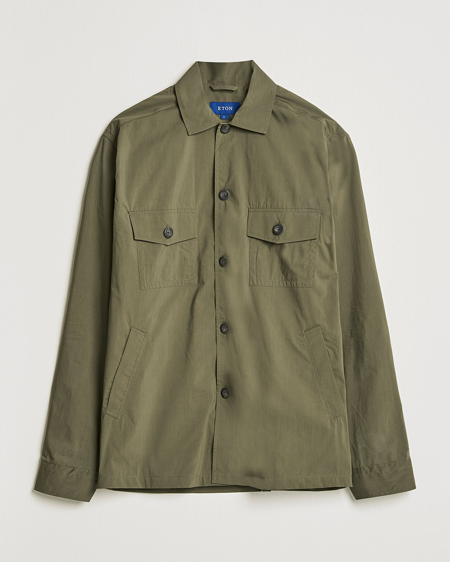 Hombres | Camisas | Eton | Cotton Nylon Overshirt Olive