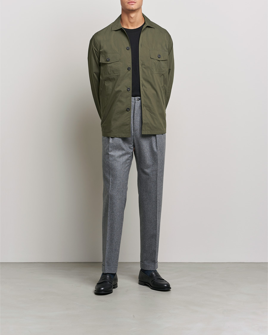 Hombres | Camisas | Eton | Cotton Nylon Overshirt Olive