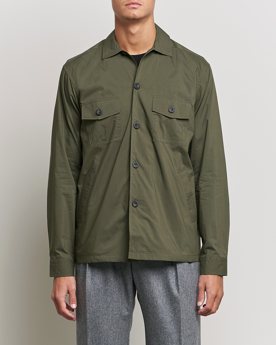 Hombres | Camisas | Eton | Cotton Nylon Overshirt Olive
