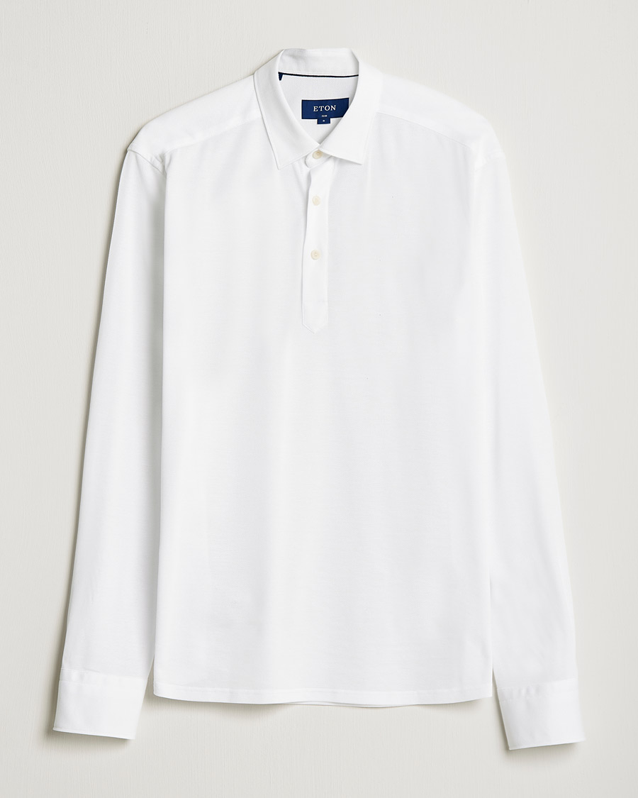 Hombres | Jerséis y prendas de punto | Eton | Slim Fit Cotton Piqué Popover Shirt White