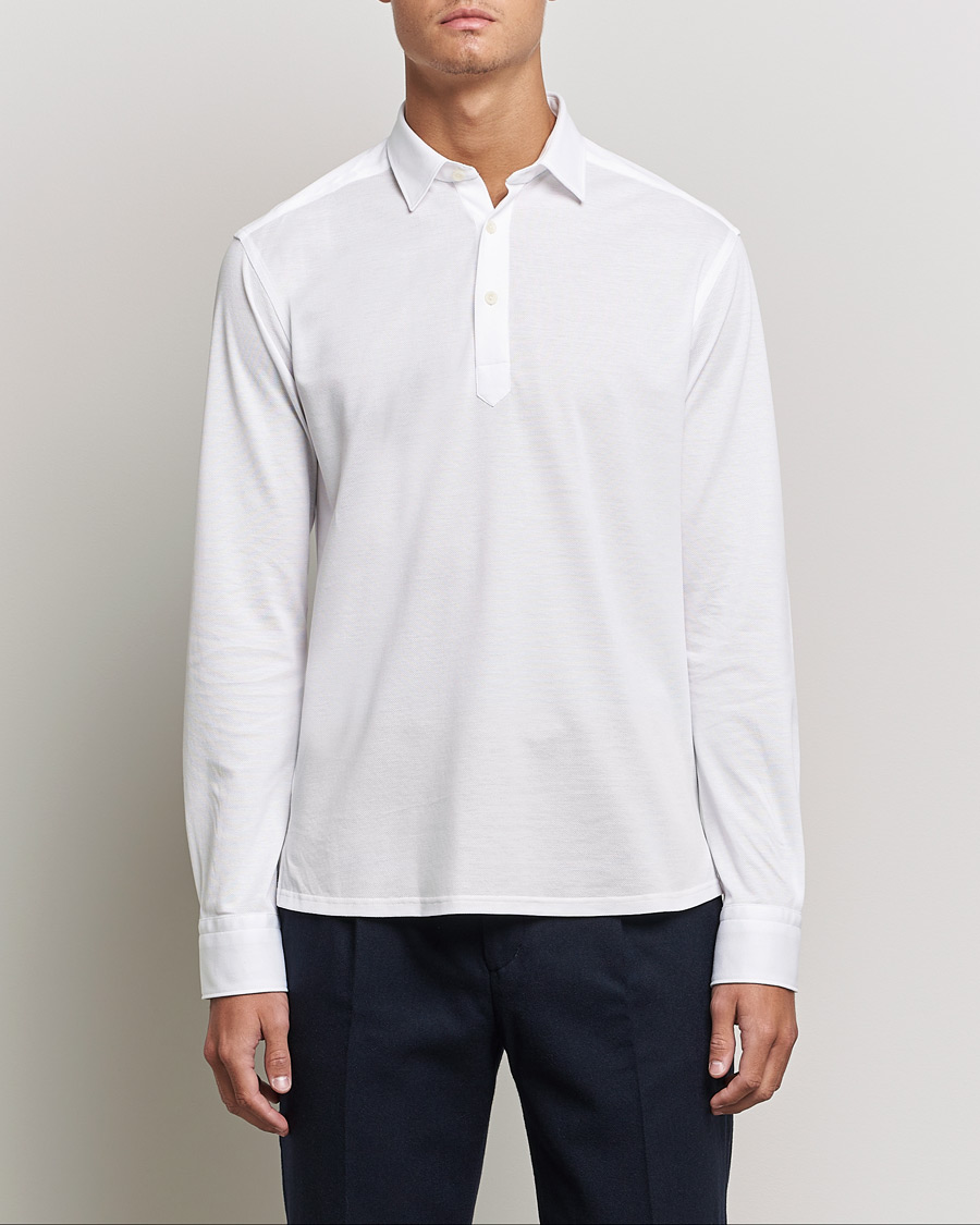 Hombres | Jerséis y prendas de punto | Eton | Slim Fit Cotton Piqué Popover Shirt White