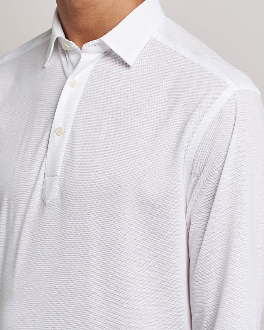 Hombres | Jerséis y prendas de punto | Eton | Slim Fit Cotton Piqué Popover Shirt White