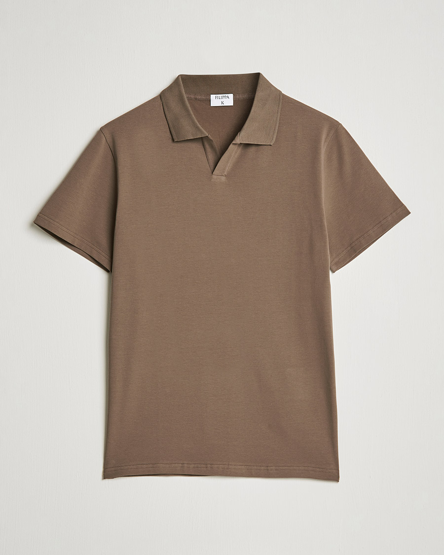 Hombres | Polos | Filippa K | Lycra Polo T-shirt Mole Grey