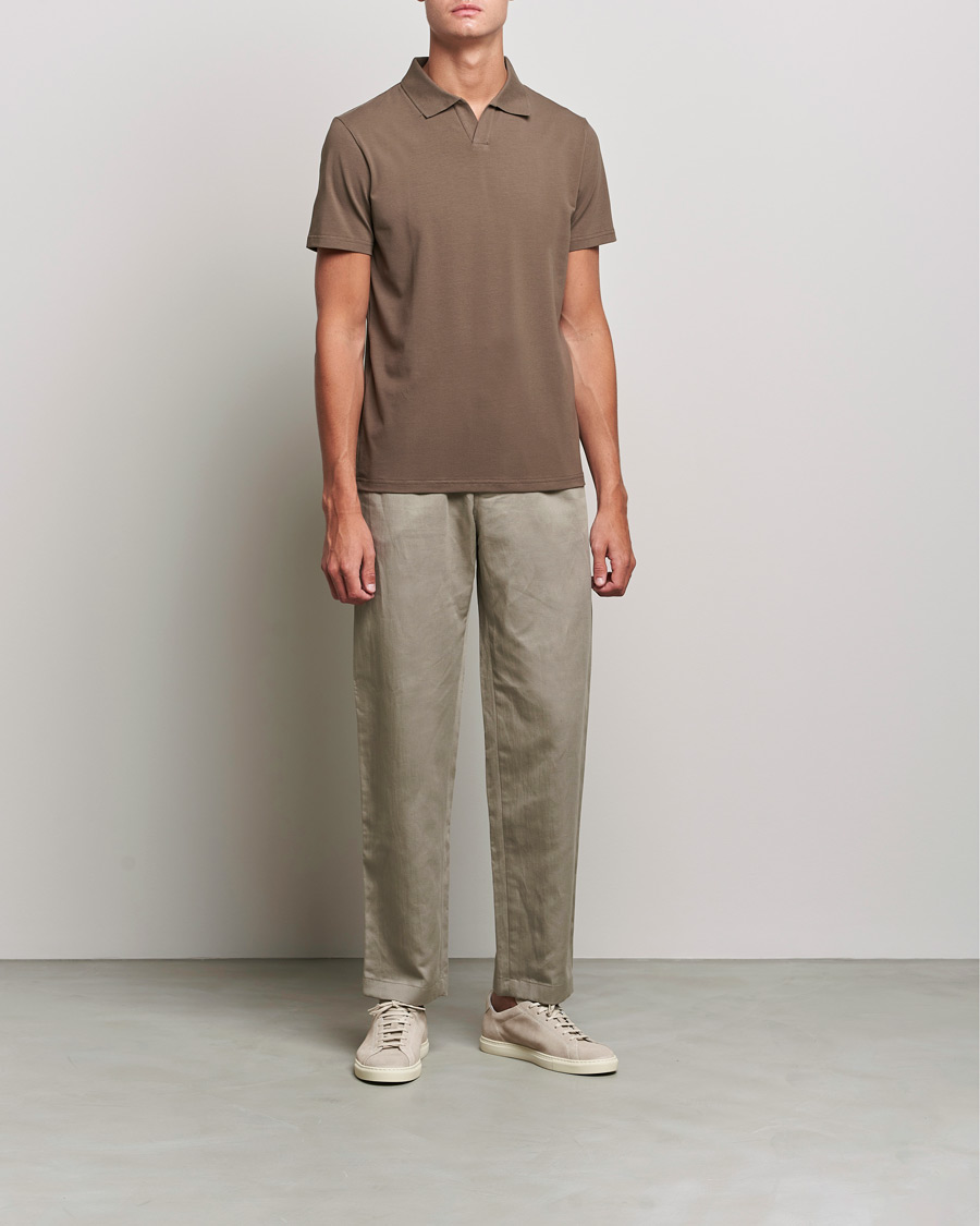 Hombres | Polos | Filippa K | Lycra Polo T-shirt Mole Grey