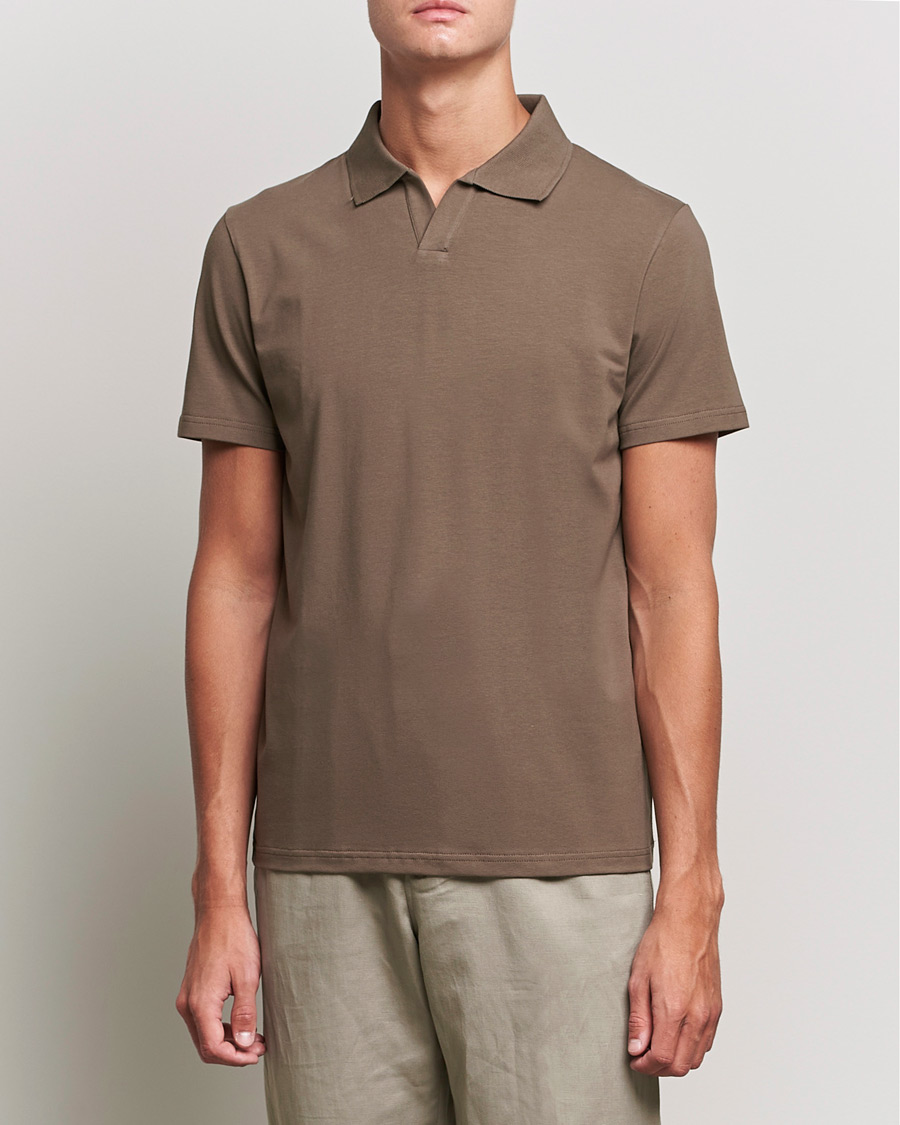 Hombres | Polos | Filippa K | Lycra Polo T-shirt Mole Grey