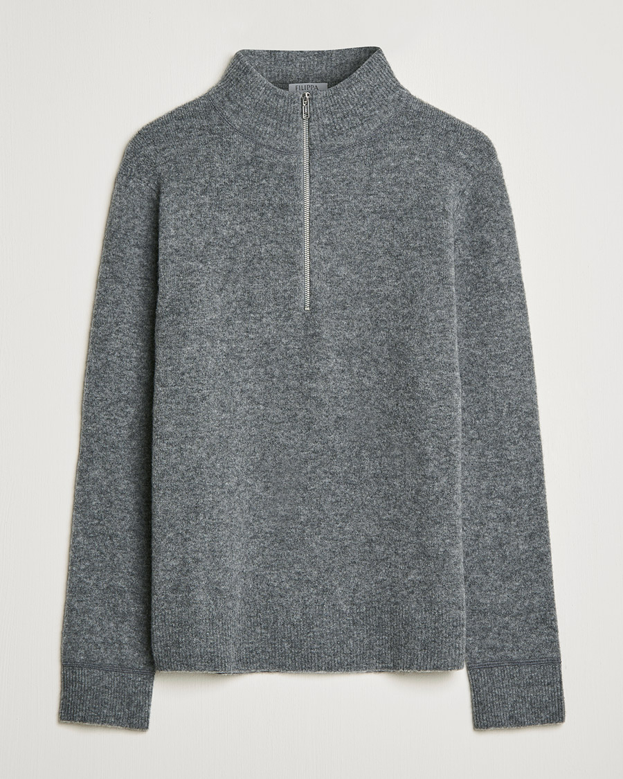Hombres | Jerséis y prendas de punto | Filippa K | Andrew Yak Zip Sweater Mid Grey Melange