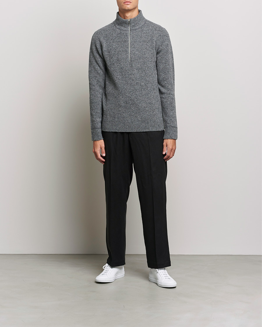 Hombres | Jerséis y prendas de punto | Filippa K | Andrew Yak Zip Sweater Mid Grey Melange