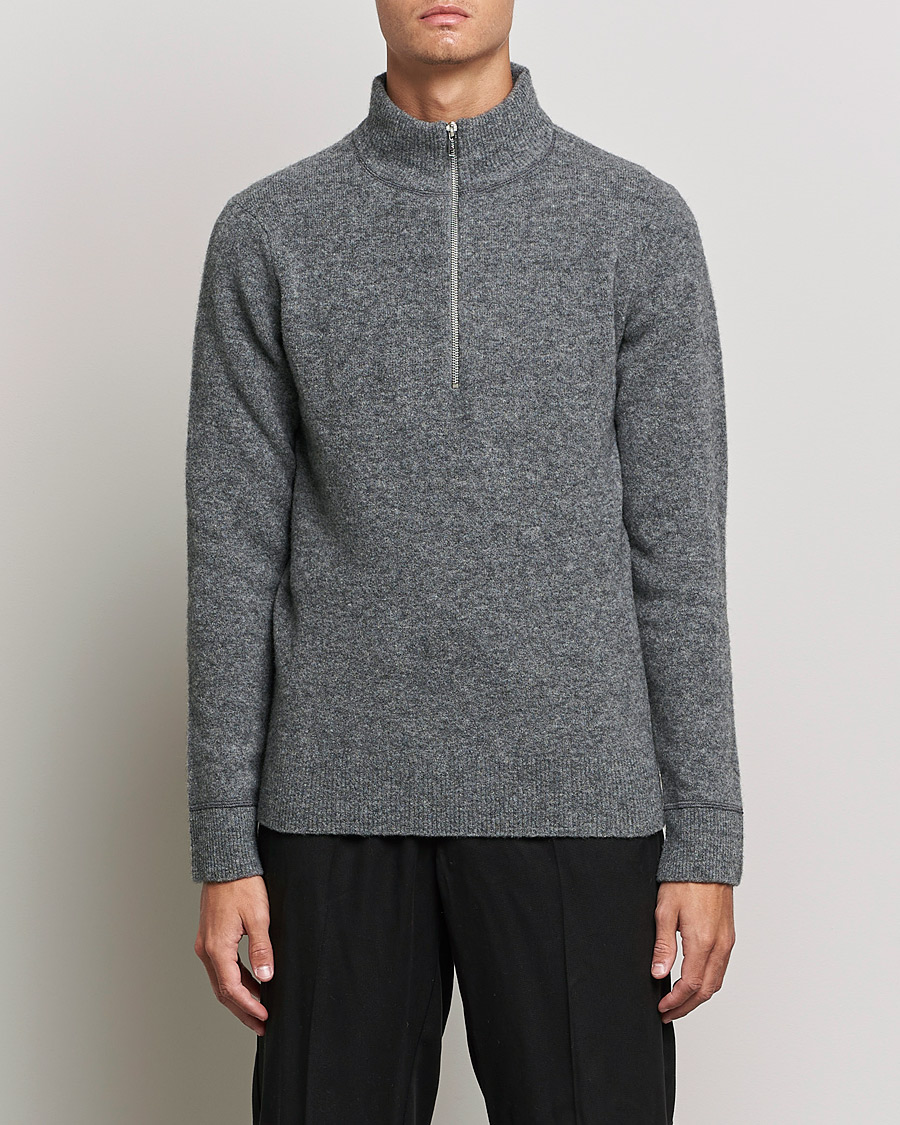 Hombres | Jerséis y prendas de punto | Filippa K | Andrew Yak Zip Sweater Mid Grey Melange