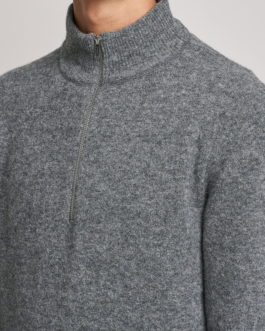 Hombres | Jerséis y prendas de punto | Filippa K | Andrew Yak Zip Sweater Mid Grey Melange